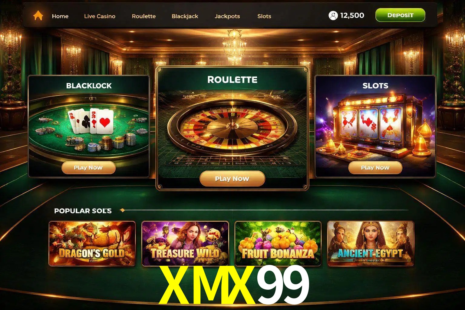 Vista de la plataforma XMX99 Casino mostrando categorías organizadas de juegos en línea